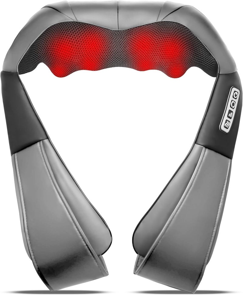 UFFAE Grey Shiatsu Neck and Back Massager with Heat, Electric Deep Tissue Kneading Neck and Shoulder Massage, Best Gifts for Women Men Mom Dad Mothers Fathers Day Birthday Gift (NOT Cordless) - Image 1
